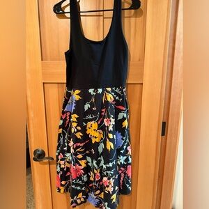 Pact Black Floral tie back fit & flare Midi Dress